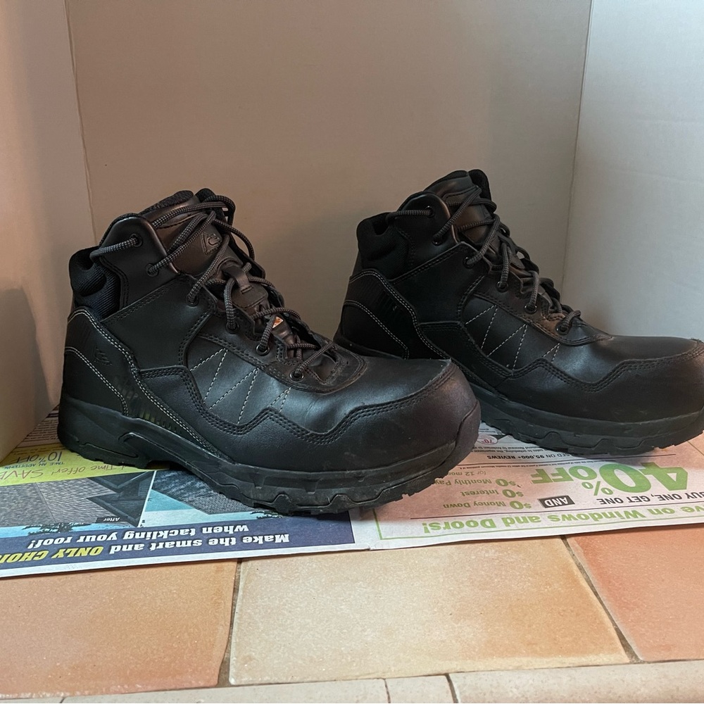 Ace | STEEL TOE Boots Shoes For Crews - Black Work Boots | Men Size 13